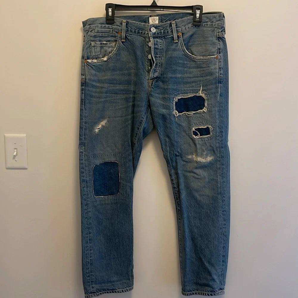 FREE PEOPLE BLUE JEANS- PREMIUM VINTAGE- SIZE 32 - Picture 1 of 3
